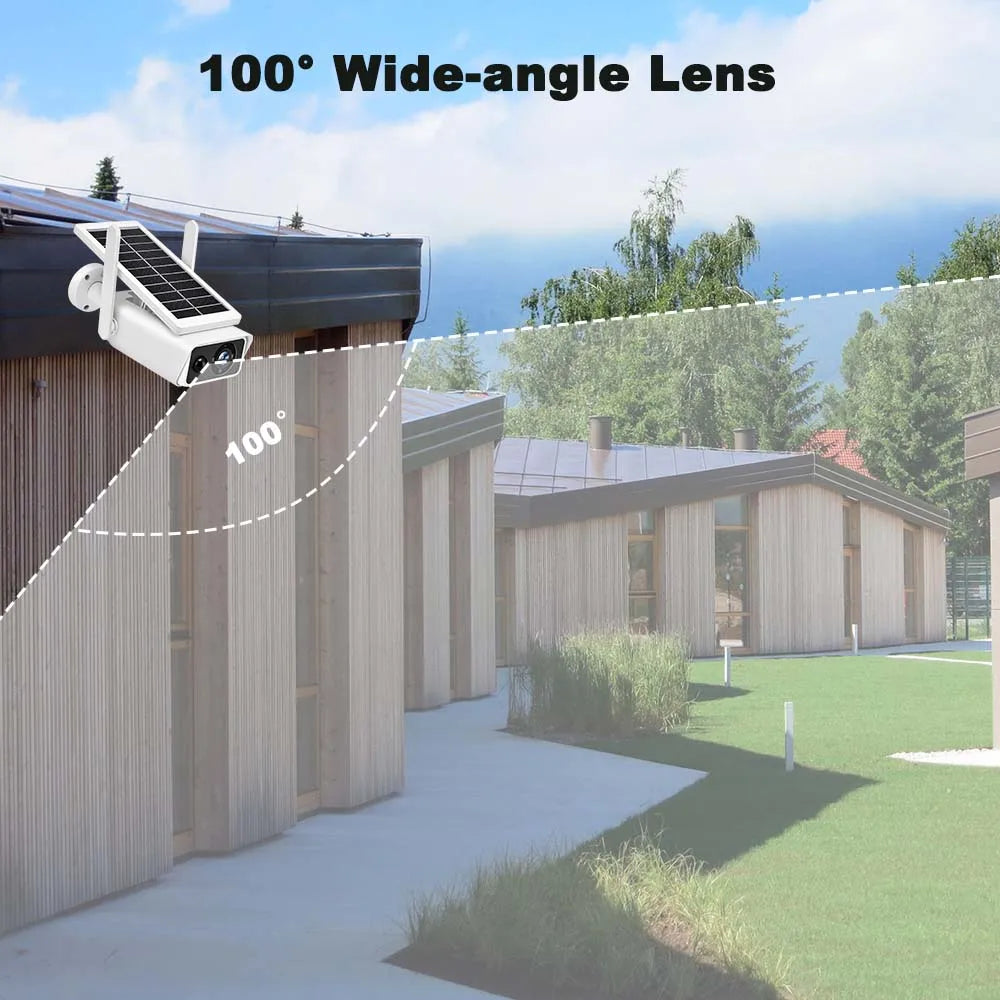 4MP Solar Camera WiFi Outdoor 100° Wide View Security