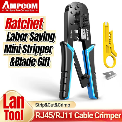 Cutter Rj45 Rj 11 AMPCOM rj45 crimper RJ11 RJ45 Crimping Tool Ethernet Network LAN Cable ...