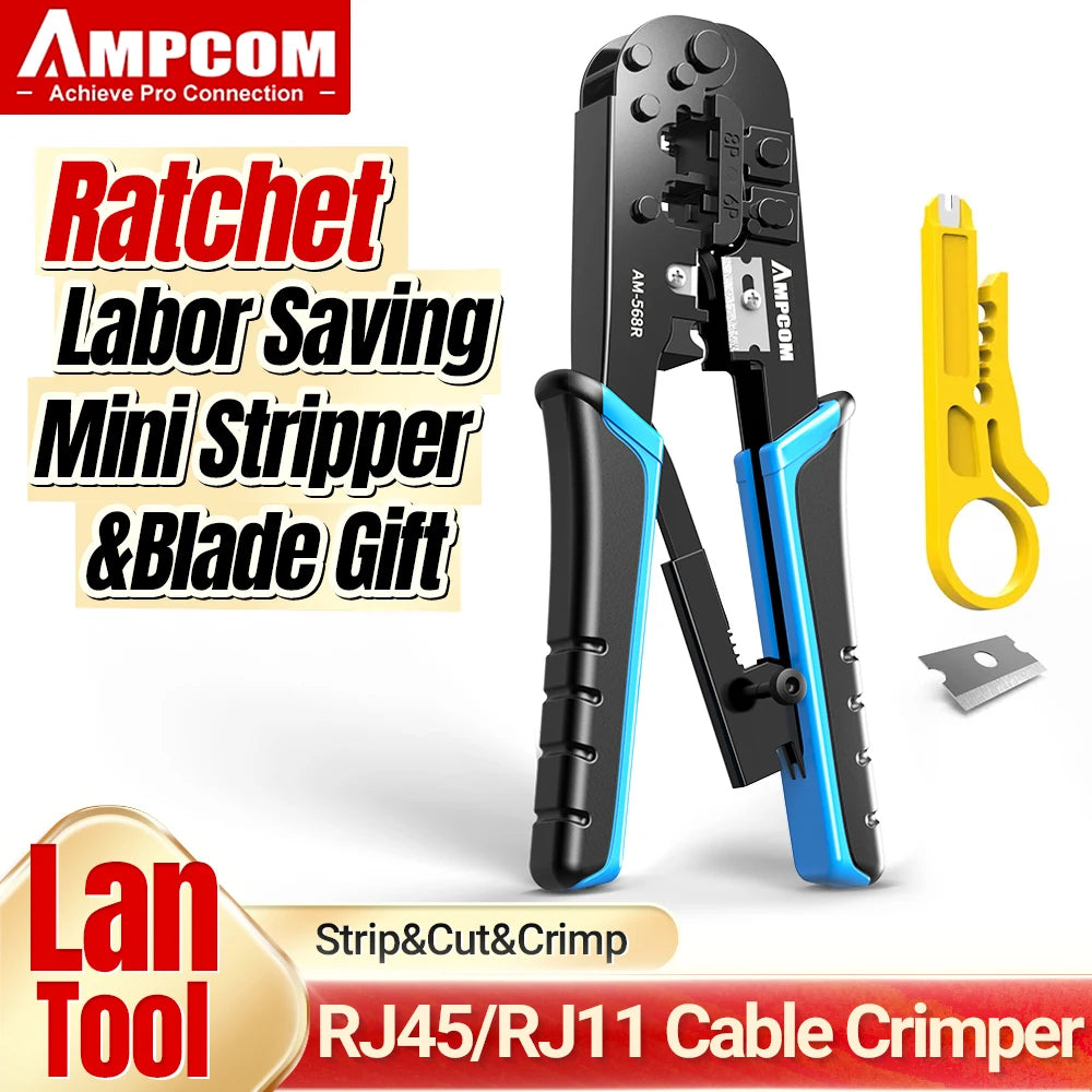 Crimping Tool Crimper Cutter Stripper 6P 8P RJ-11/RJ-12 RJ-45