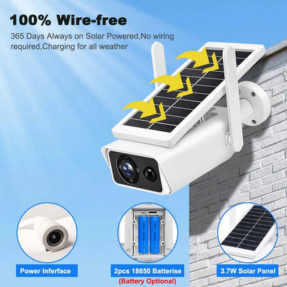 4MP Solar Camera WiFi Outdoor 100° Wide View Security